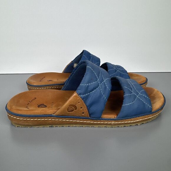 ACORN Comfort On Earth Soft Fabric‎ & Leather Double Strap Slide Sandals Size W6 - Picture 7 of 12